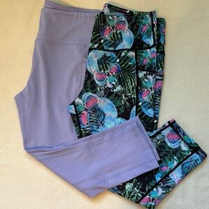 CVG Constantly Varied Gear Large Capri Leggings Lot Miami Skulls & Solid Purple